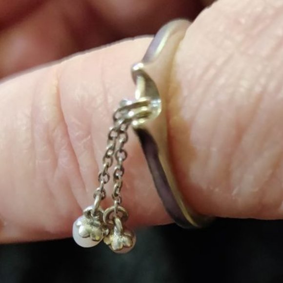 Sterling Silver Genuine Pink Opal Dangle Ring - Picture 7 of 8